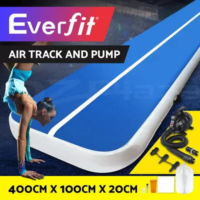 Everfit 4M Air Track Gymnastics Tumbling Exercise Yoga Mat W/ Pump Inflatable • $175.95