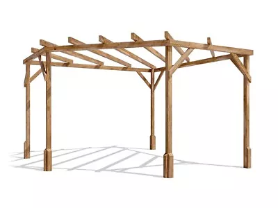 Corner Pergola Kit Garden Plants Frame Treated Wooden 3m X 3m Utopia Diamond • £504.99