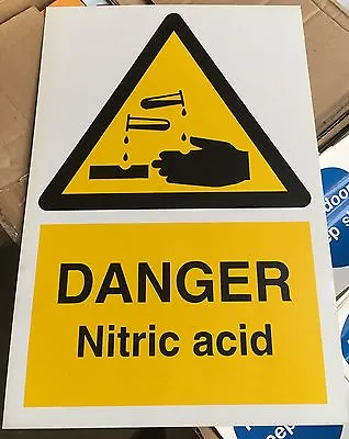 £1.95 • Buy Warning Sign - DANGER Nitric Acid - 300 X 200mm Safety Signs