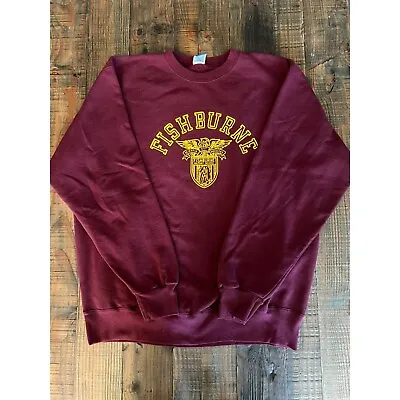 Vintage Champion Fishburne Military School Maroon Crewneck Sweatshirt H1 • $25.49