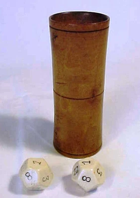 £4.99 • Buy Antique Treen Tall Dice Shaker Victorian Boxwood With Pair Unusual 12 Side Dice
