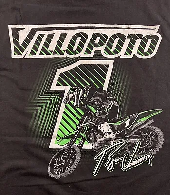 Vintage Ryan Villopoto #1 Motocross Team Kawasaki Tee Shirt Size LARGE • $22