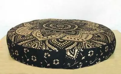 Indian Pouffe Decorative Patchwork Seating Throw 35'' Fancy Round Pillow Cover • $38.72