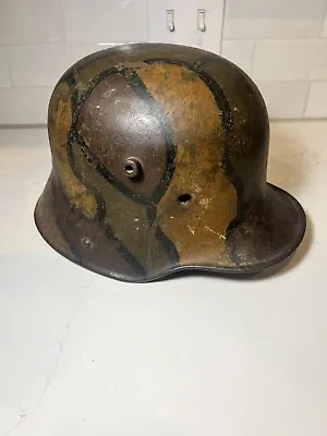 Original WW1 German M16 Stahlhelm Camouflage Helmet W/ Signature And Bullet Hole • $2500