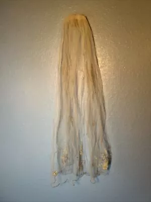 Vintage White Wedding Veil Hair Comb Tulle With Jewels • $85