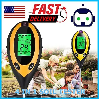 4 In 1 PH Tester Soil Water Moisture Light Test Meter For Garden Plant Seeding • $8.39