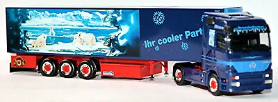 Mercedes Actros LH Reefer Trailer Der Polar Bear 1:87 Herpa 148696 • $52.79