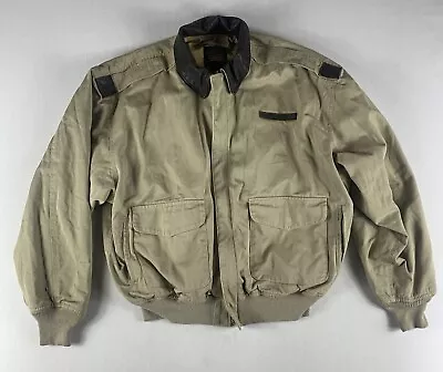 Avirex Type A-2 Bomber Jacket Mens Xl Beige Cotton (leather Collar) Military • $39.99