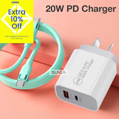 $13.45 • Buy DUAL USB Wall Charger Fast PD Power Adapter Type C QC3.0 For Android IPhone IPad