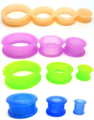 £2.99 • Buy 1Pair Tunnel Plugs Expander Soft Silicone Flexi Rubber Ear Flesh Stretchers Plug