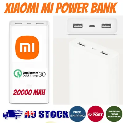 $31.95 • Buy Xiaomi Mi 20000mAh Power Bank QC3.0 Fast Charger 2 USB & Micro Android IPhone AU