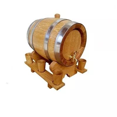 Wooden Barrel For Wine Whisky With Mugs Polish Vintage Oak Barrel Free Engraving • $400