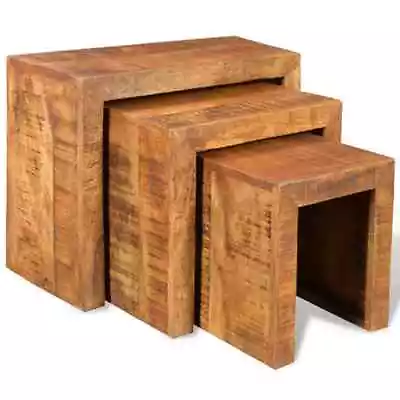 Solid Antique-style Mango Wood Set Of 3 Nesting Tables Durable Table VidaXL • £109.99