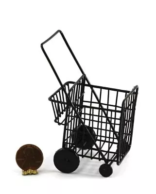 Dollhouse Miniature 1:12 Scale Black Grocery Cart By Town Square Miniatures • $18.99