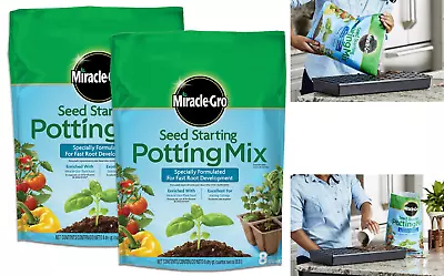 16 Qt. Miracle-Gro Seed Starting Potting Soil Mix For Fast Root 2 Bags Of 8 Qt. • $16.92