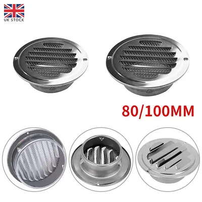 Flat Round Air Vent Grill Metal Cover Circle Ducting Ventilation Ø 80 100 Mm • £6.20