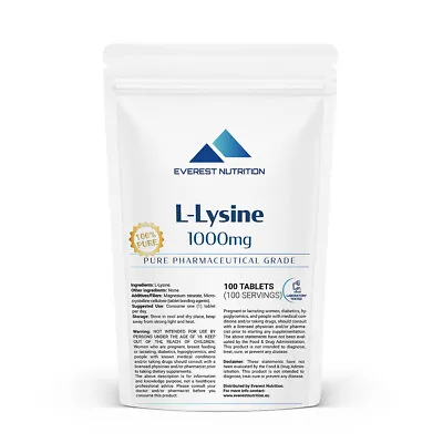 L-LYSINE ESSENTIAL AMINO ACID 1000mg TABLETS BOOSTS CALCIUM & COLLAGEN SYNTHESIS • $21.84