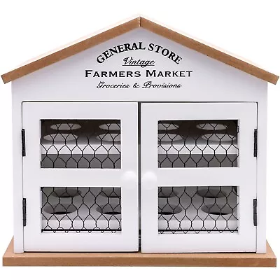 £19.99 • Buy White 16 Egg Wooden 'General Store' House Home Egg Storage Kitchen Box Holder