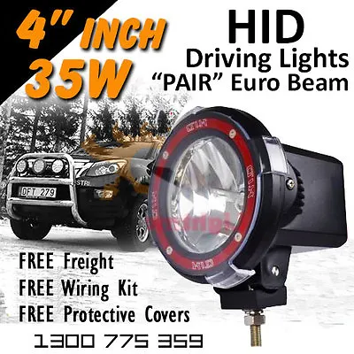 HID Xenon Driving Lights - Pair 4 Inch 35w Euro Beam 4x4 4wd Off Road 12v 24v • $161.26