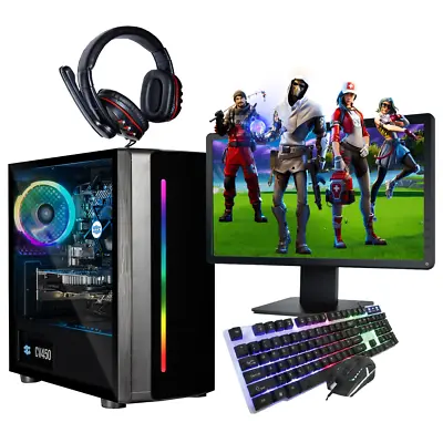 Gaming PC Computer 24  Bundle Core I5 (4) 16GB 128GB SSD +500GB HDD Win11 GT1030 • £349.99