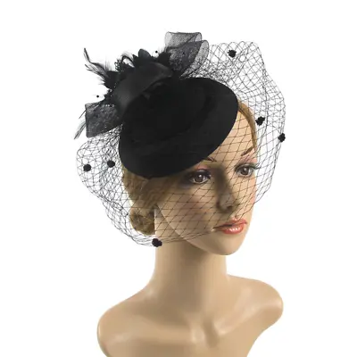 £16.31 • Buy Lady Fascinator Hat Retro 20s 50s Pillbox Hat With Veil Wedding Bride Headpiece