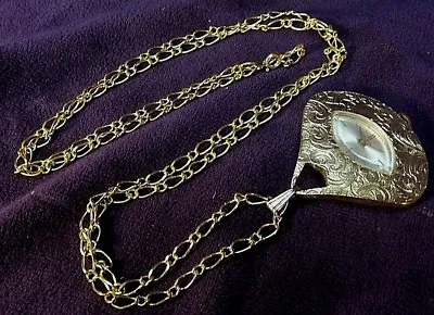 Serviced~Endura Swiss Modernist Necklace Pendant Watch W/Gold Plate Chain • $89.99