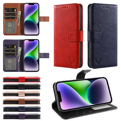 Leather Kickstand Wallet Flip Card Slot Case For IPhone 15 14 S24 S23 S22 • £4.90