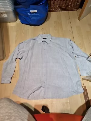 Double TWO Mens Cotton Rich Easy Care Blue Check Shirt 19  • $11.49