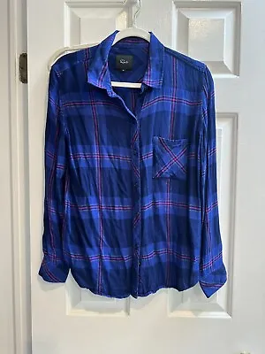 Rails Ladies Blue Plaid Button Down Shirt Size M Excellent Condition • $9.99