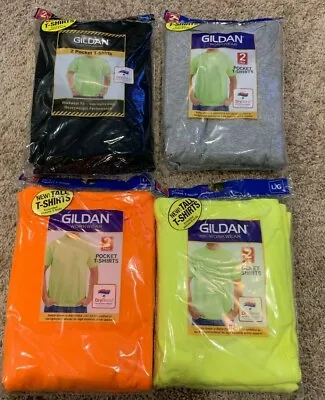 Gildan Men's T-Shirts DryBlend WorkWear Tall Sizes W/Pocket 2-Pack XLTLT J5-12 • $10.79