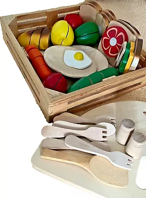 Melissa And Doug Wooden Cutting Food & Sandwich Making Play Sets Bundle • $16.79