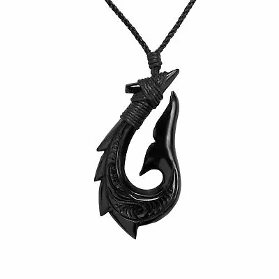 Carved Horn Pendant Hei Matau Whale Tail Muri Paraoa Necklace - 81stgeneration • £26.49