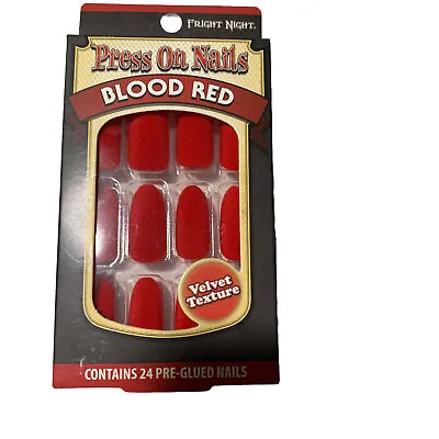 FRIGHT NIGHT 24 HALLOWEEN Press On Nails Blood Red Velvet Texture New • $9.99