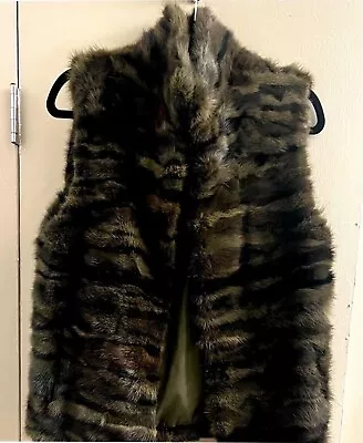 Women’s Mink Vest In Olive Green And Black. Hook & Eye Closure. • $99