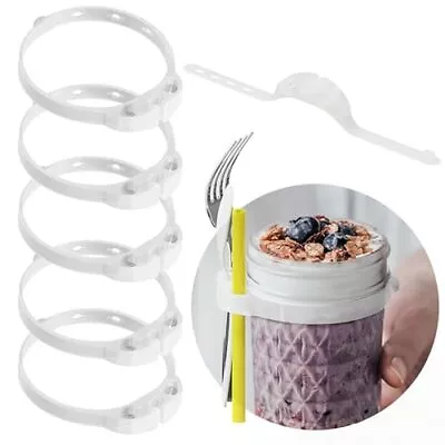 6PCS Mason Jar Spoon Straw Holder Silicone Adjustable Hanging Scoop Ring For ... • $18.76