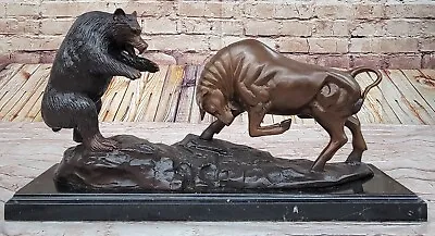 Wall Street Bull Vs Bear Cast Bronze Statue NEW Bull  Bear Stock Market • $249.50