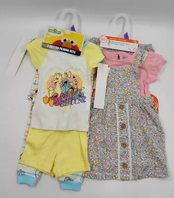 Infant Baby GIrls Sesame Street 4 Pc Pj Set Wonder Nation 3 Pc Outfit Size 12M • $26.99