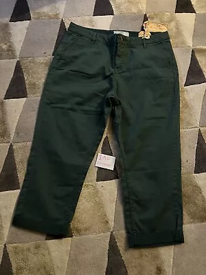 Fat Face Women’s Lulworth Chino Crops In Green Bay Leaf Size 12 • £13