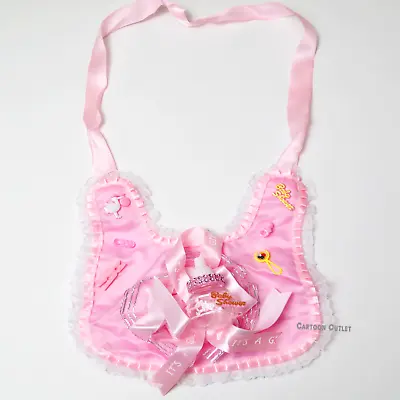 Baby Shower Mommy To Be It's A Girl Sash Pink Bottle Ribbon Necklace • $16.99