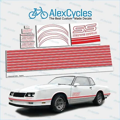 Monte Carlo SS 1987 1988 Restoration Fully Red Decals Vinyl Stripes Chevy Kit • $127