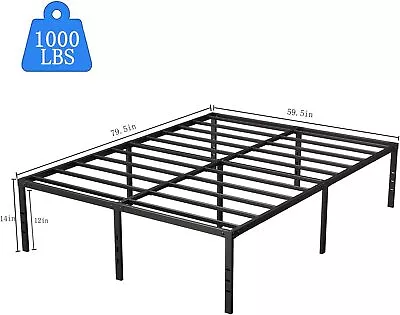 14 Inch Metal Platform Bed Frame Full King Queen Size Sturdy Steel Slat Support • $51.99
