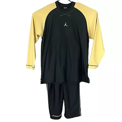 VTG Jordan Air Jumpman Sweatsuit Tracksuit Sweatshirt XL Pants 2XL Black Gold • $99.99