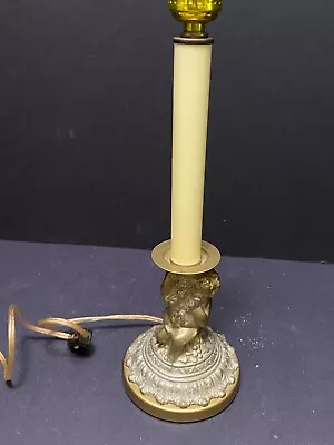 Brass Cupid Candle Lamp Cherub Putti Vintage  Boudoir Light 14  InLine Leviton • $29.95