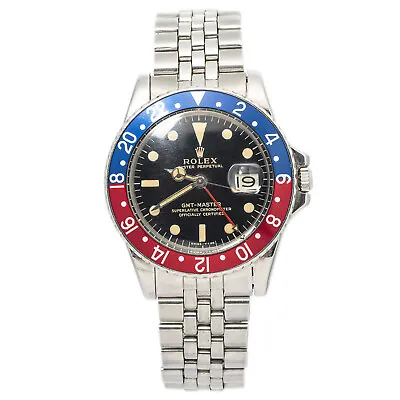 Rolex GMT Master 1675 Pepsi Patina Gilt Vintage 1966 Steel Jubilee Watch 40mm • $28995