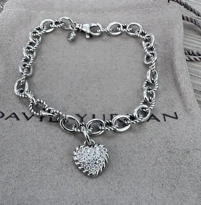 David Yurman Sterling Silver 925 Cookie Heart Cable 4.5mm Chain Bracelet • $249