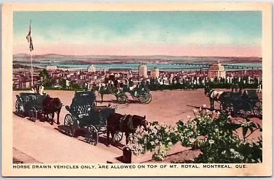 VINTAGE POSTCARD HORSE-DRAWN CARTS ATOP MOUNT ROYAL AT MONTREAL QUEBEC C. 1920 • $9.99