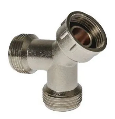  3/4  Brass Washing Machine Hose Y Piece Splitter Joiner Connector Union Swivel • £7.45