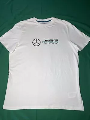 2024 Mercedes AMG Petronas F1 Men's Large Logo White T-shirt Sz 2XL 100% Cotton • $33