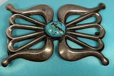 Vintage Native American Sand Casted And Turquoise Belt Buckle • $100