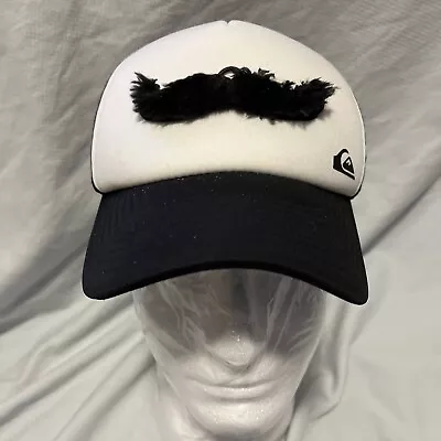 Mustache Quicksilver Mustache Trucker Hat Snapback Mesh White Black 3D • $10